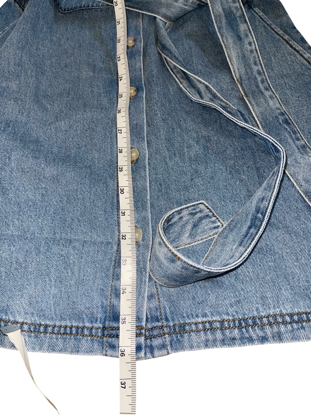Frye Belted Denim Mini Dress - Short Sleeve Button Down size S - Picture 5 of 6